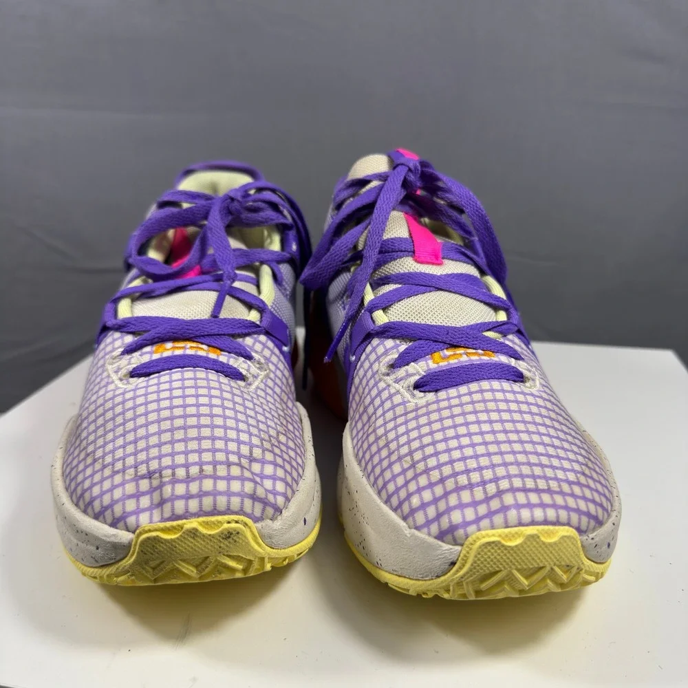 Nike LeBron 19 Low Kids 6.5Y Purple Orange DQ8650-101 Basketball Sneakers